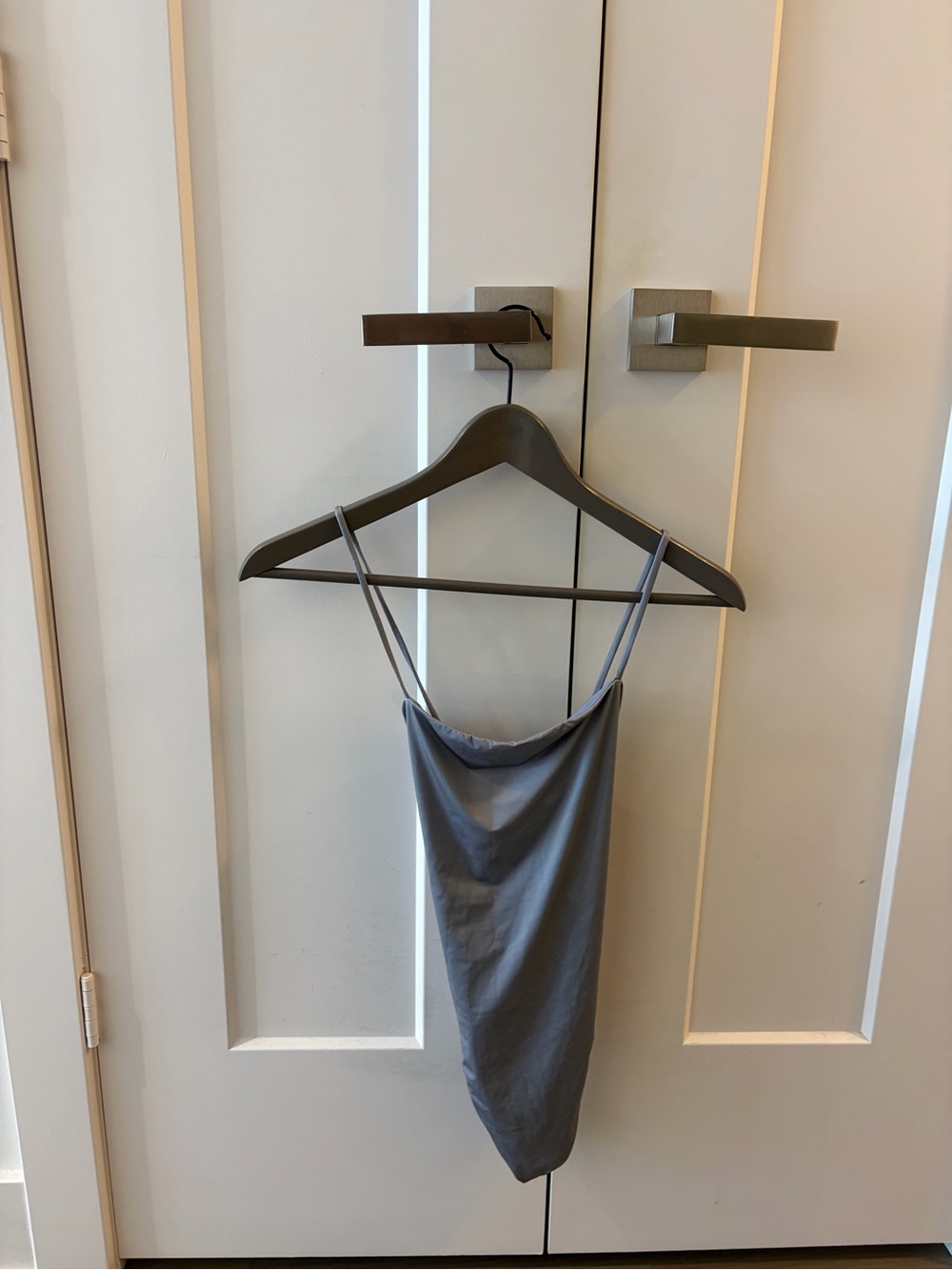 WILFRED Gray Satin Bodysuit